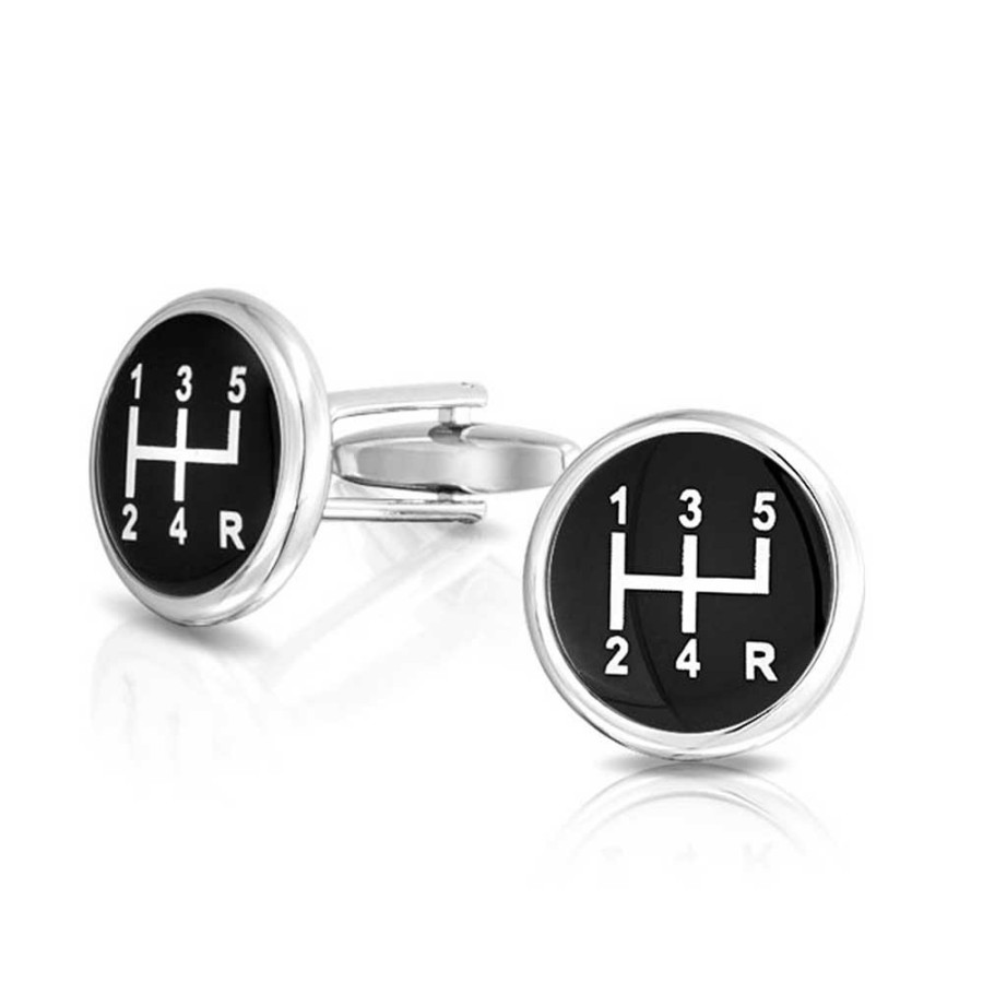 Shop Men Bling Jewelry Cufflinks | Race Car Driver Vehicle Gear Shift Shirt Cufflinks Gift Steel Black