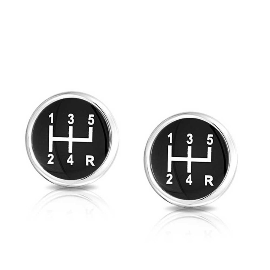 Shop Men Bling Jewelry Cufflinks | Race Car Driver Vehicle Gear Shift Shirt Cufflinks Gift Steel Black