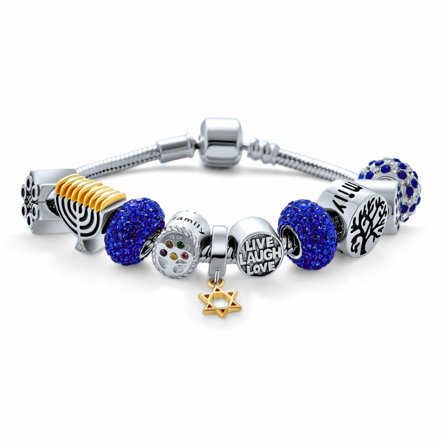 Shop Women Bling Jewelry Charm Bracelets | Judaic Star Of David Fine European Multi Hanukkah Charms Bead Bracelet