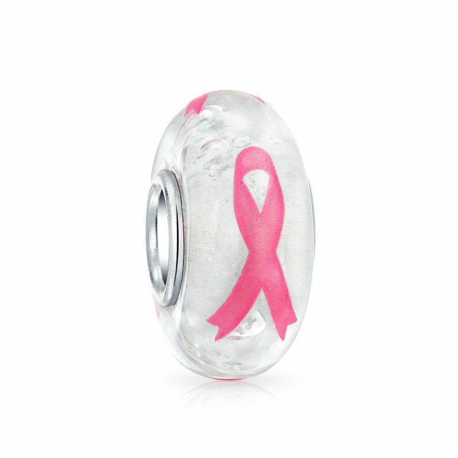 Shop Women Bling Jewelry Unique Charms | Ribbon Breast Cancer Survivor Charm Bead .925 Sterling