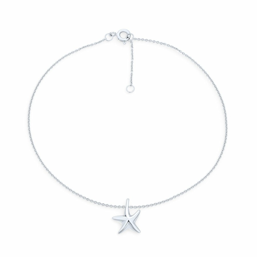 Shop Women Bling Jewelry Delicate Bracelets | Nautical Starfish Beach Charm Anklet Ankle Bracelet Sterling Silver