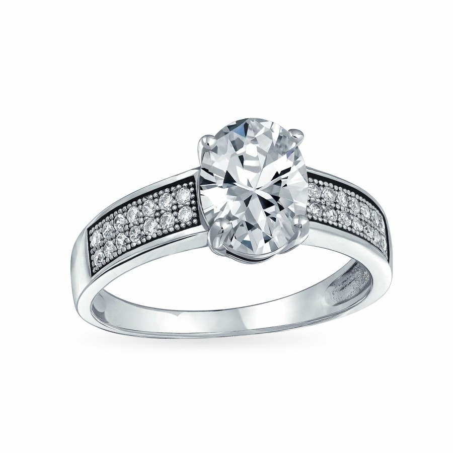 Shop Women Bling Jewelry Engagement Rings | 2Ct Oval Solitaire Aaa Cz Engagement Ring Band .925Sterling