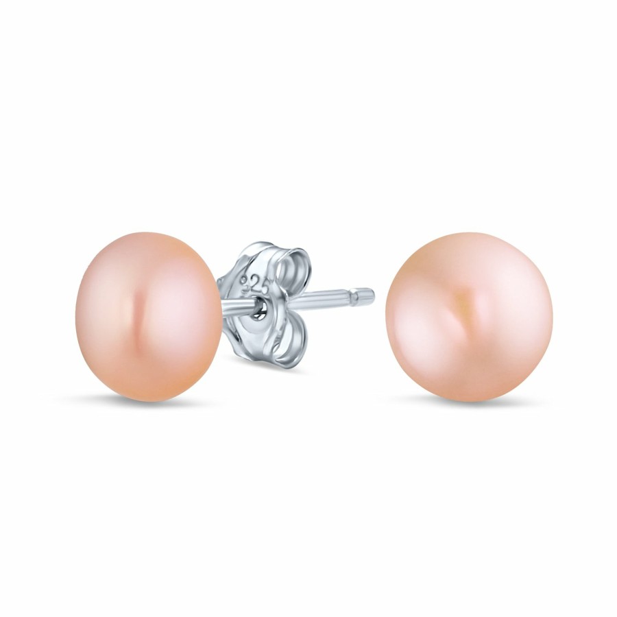 Shop Women Bling Jewelry Stud Earrings | Freshwater Cultured Pearl Stud Earrings .925 Sterling Silver 7Mm