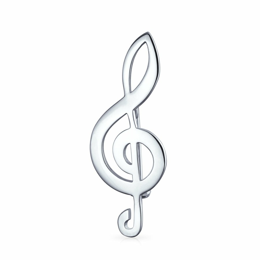 Shop Women Bling Jewelry Stud Earrings | Treble G Clef Music Note Brooch Pin, Stud Earring, Pendant .925 Silver