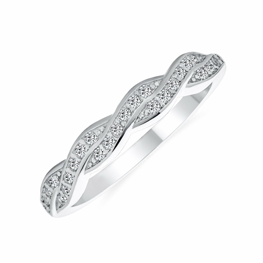 Shop Women Bling Jewelry Unique Rings | Pave Cz Twisted Love Knot Infinity Band Ring .925Sterling Silver