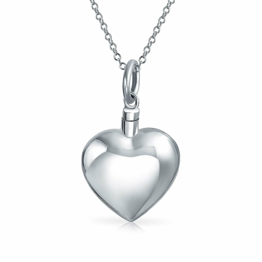 Shop Women Bling Jewelry Lockets | Heart Shape Locket Pendant Memorial Cremation Urn Necklace For Ashes Silver