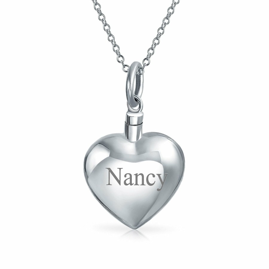 Shop Women Bling Jewelry Lockets | Heart Shape Locket Pendant Memorial Cremation Urn Necklace For Ashes Silver