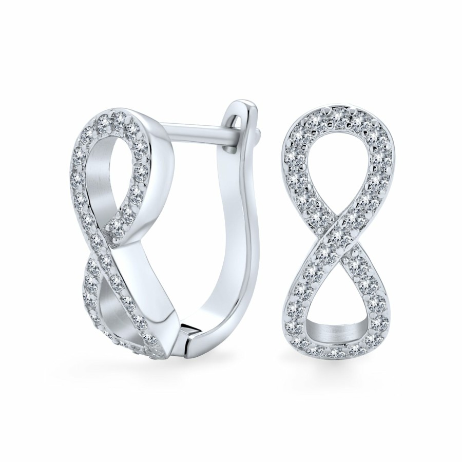 Shop Women Bling Jewelry Stud Earrings | Love Knot Cz Pave Infinity Huggie Hoop Earrings .925Sterling Silver