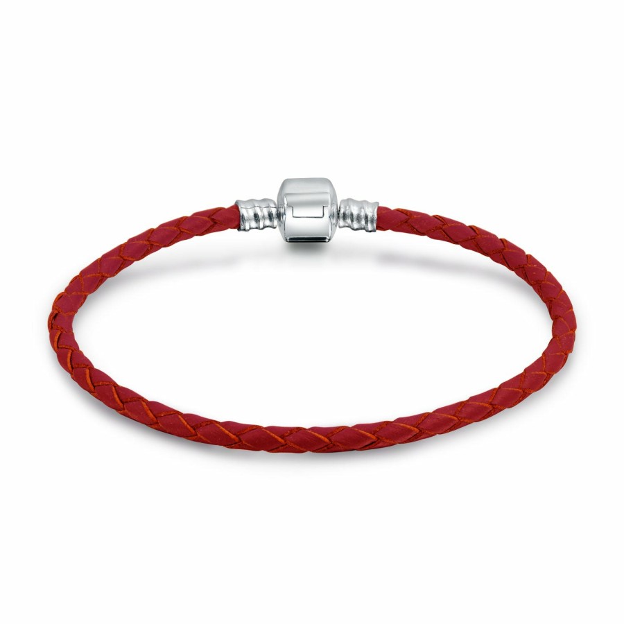 Shop Women Bling Jewelry Unique Bracelets | Weave Braid Genuine Leather Bracelet For Bead Charms Barrel Clasp