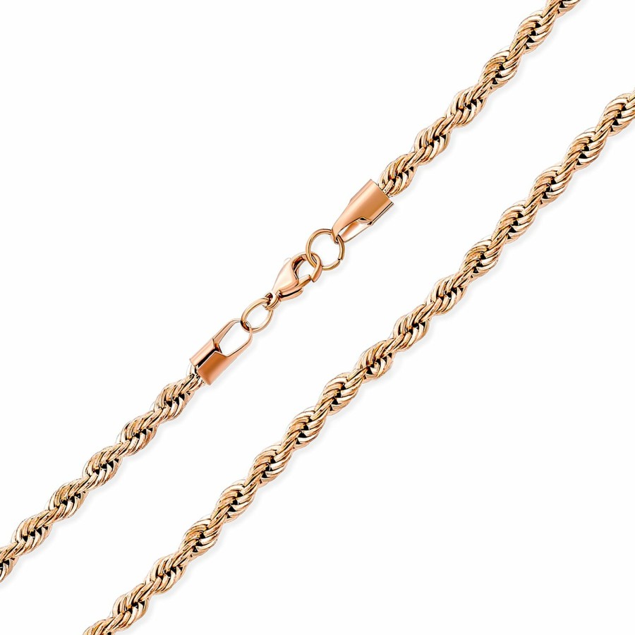 Shop Women Bling Jewelry Chains Necklaces | Men'S Gold Tone Rope Chain 5Mm Necklace Stainless Steel 18 20"