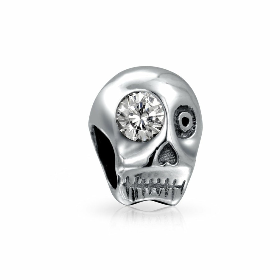 Shop Women Bling Jewelry Glass Crystal Beads | Halloween Skeleton Pirate Skull Swords Charm Bead .925 Sterling