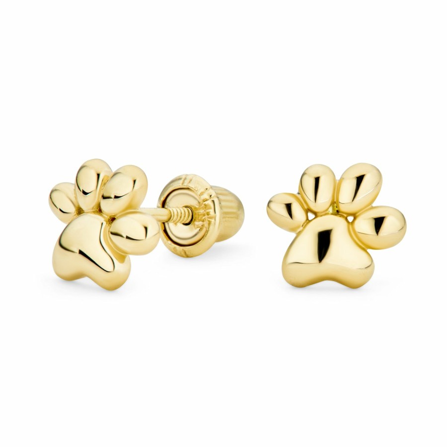 Shop Women Bling Jewelry Stud Earrings | Mini Animal Dog Cat Puppy Paw Print Stud Earrings 10-14K Real