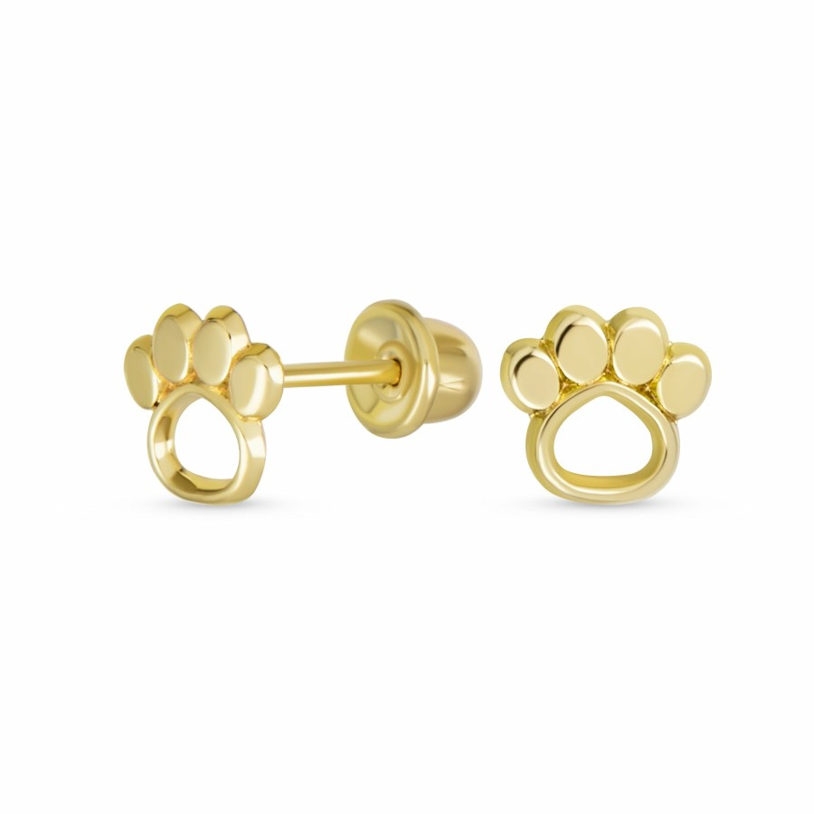 Shop Women Bling Jewelry Stud Earrings | Mini Animal Dog Cat Puppy Paw Print Stud Earrings 10-14K Real