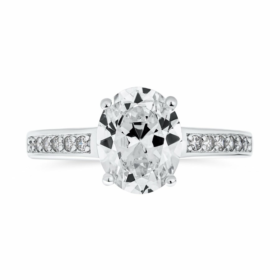 Shop Women Bling Jewelry Engagement Rings | Aaa Cz 3Ct Oval Solitaire Engagement Ring Band .925Sterling Silver