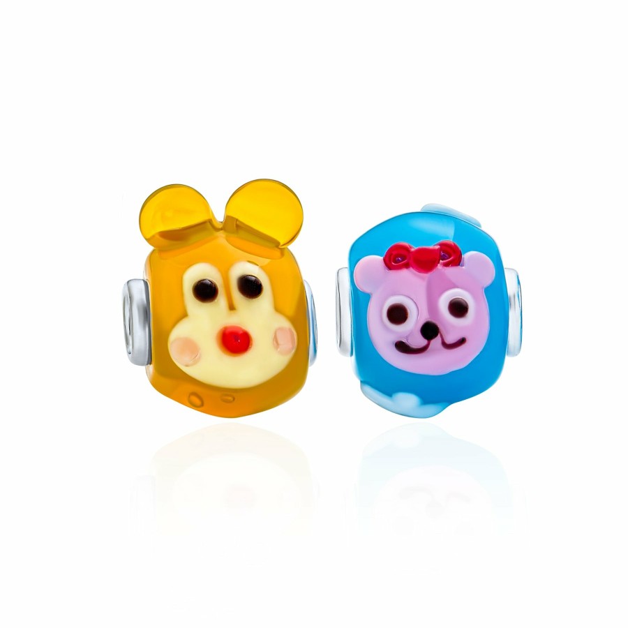 Shop Women Bling Jewelry Unique Charms | 3D Lampwork Murano Glass Sterling Silver Core Cartoon Pig Bead