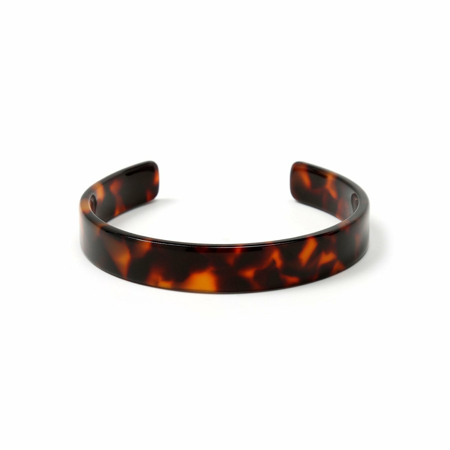 Shop Women Bling Jewelry Unique Bracelets | Fashion Brown Golden Acrylic Tortoise Shell Wide Cuff Bangle Bracelet