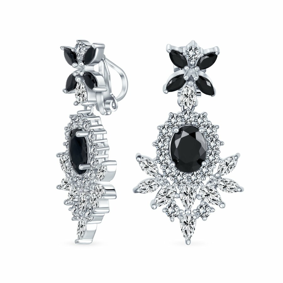 Shop Women Bling Jewelry Clip On Earrings | Art Deco Style Aaa Cz Statement Dangle Chandelier Clip On Earrings