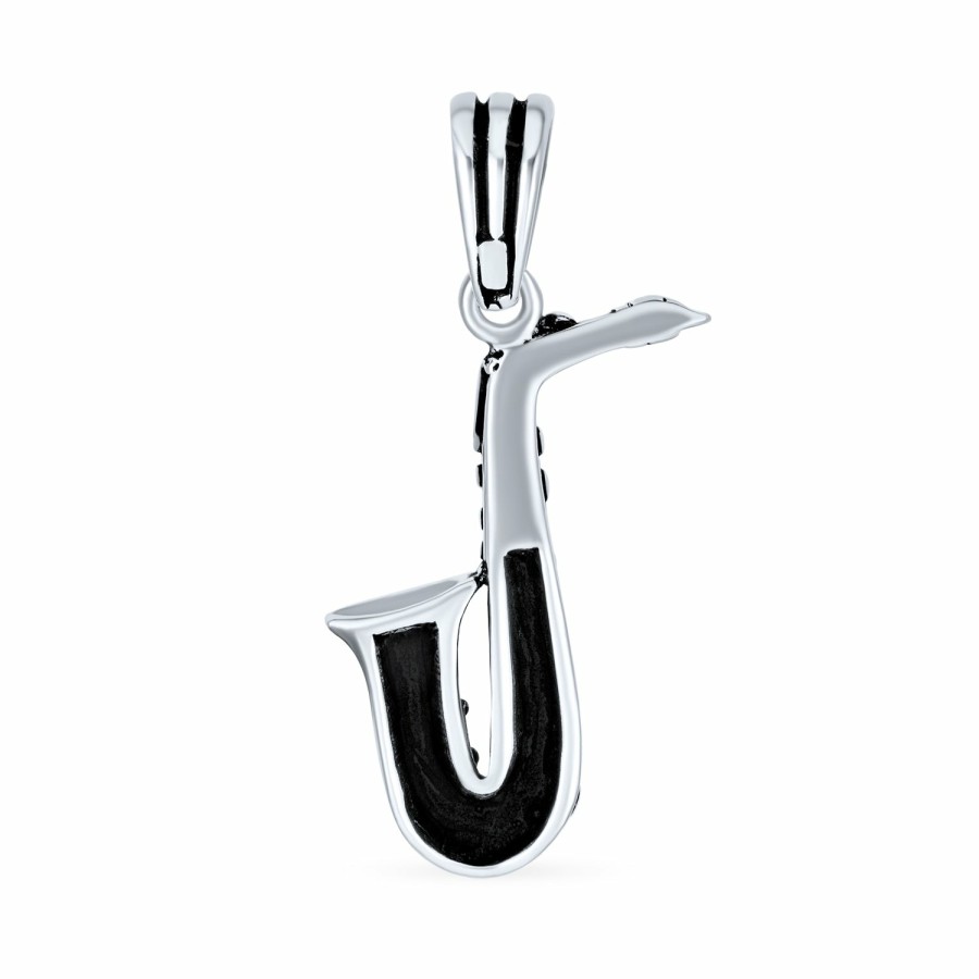 Shop Women Bling Jewelry | Musician Jazz Lover Saxophone Instrument Pendant Necklace .925 Silver