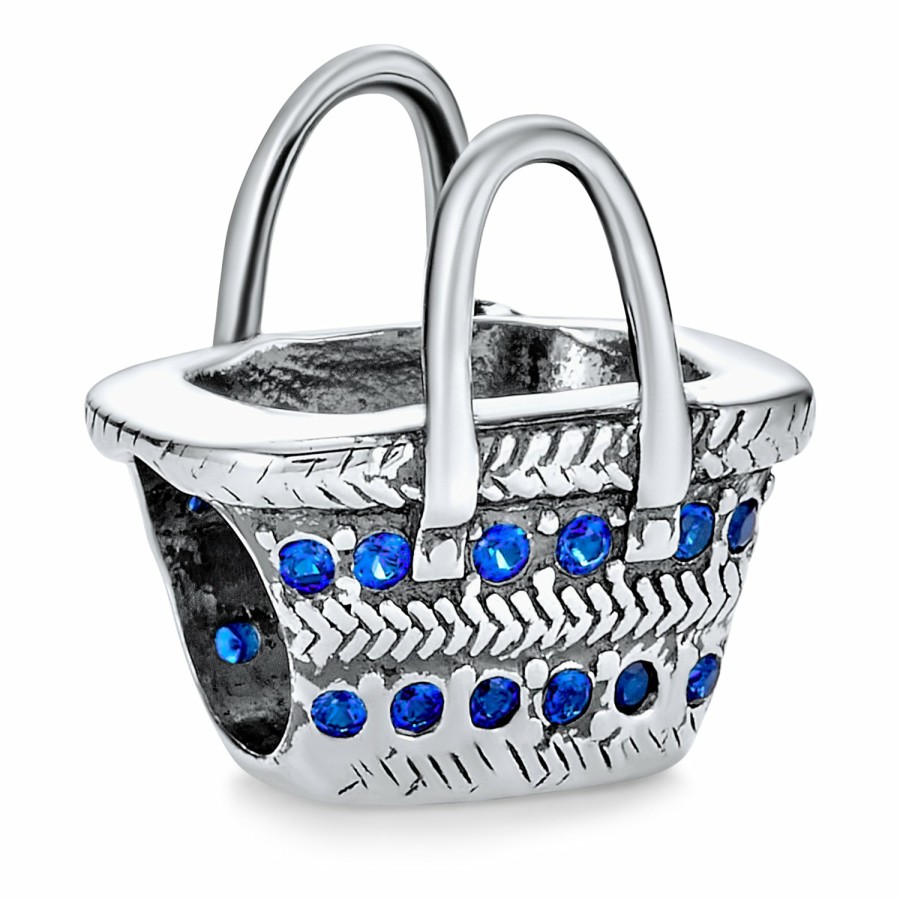 Shop Women Bling Jewelry Travel Charms Beads | Picnic Basket Sunglasses Blue Travel Charm Bead .925 Sterling Silver