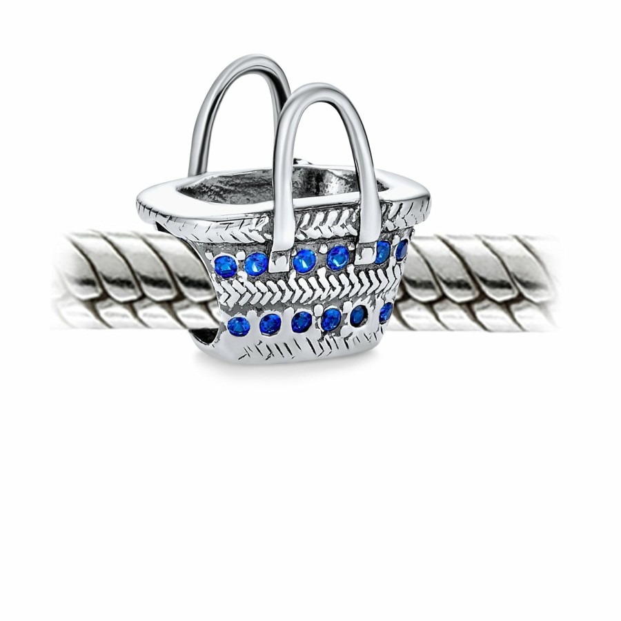 Shop Women Bling Jewelry Travel Charms Beads | Picnic Basket Sunglasses Blue Travel Charm Bead .925 Sterling Silver