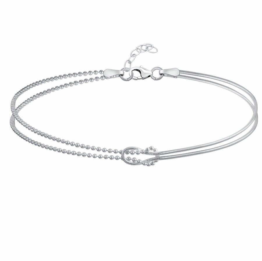 Shop Women Bling Jewelry Ankle Bracelets | Infinity Love Knot Anklet Beaded Ball & Snake Chain Sterling