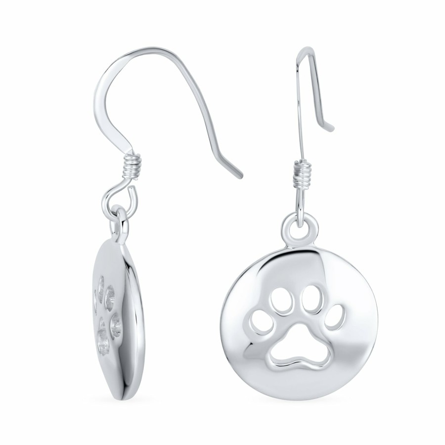 Shop Women Bling Jewelry | Pet Animal Cat Dog Bone Puppy Paw Print Drop Earrings Fish Hook .925