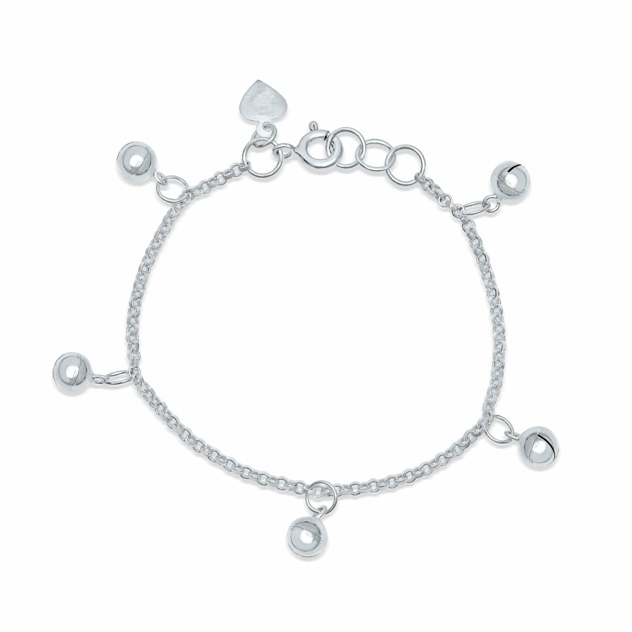 Shop Women Bling Jewelry Charm Bracelets | Girls Jingle Bells Bracelet Small Wrists 6 Inch .925Sterling Silver