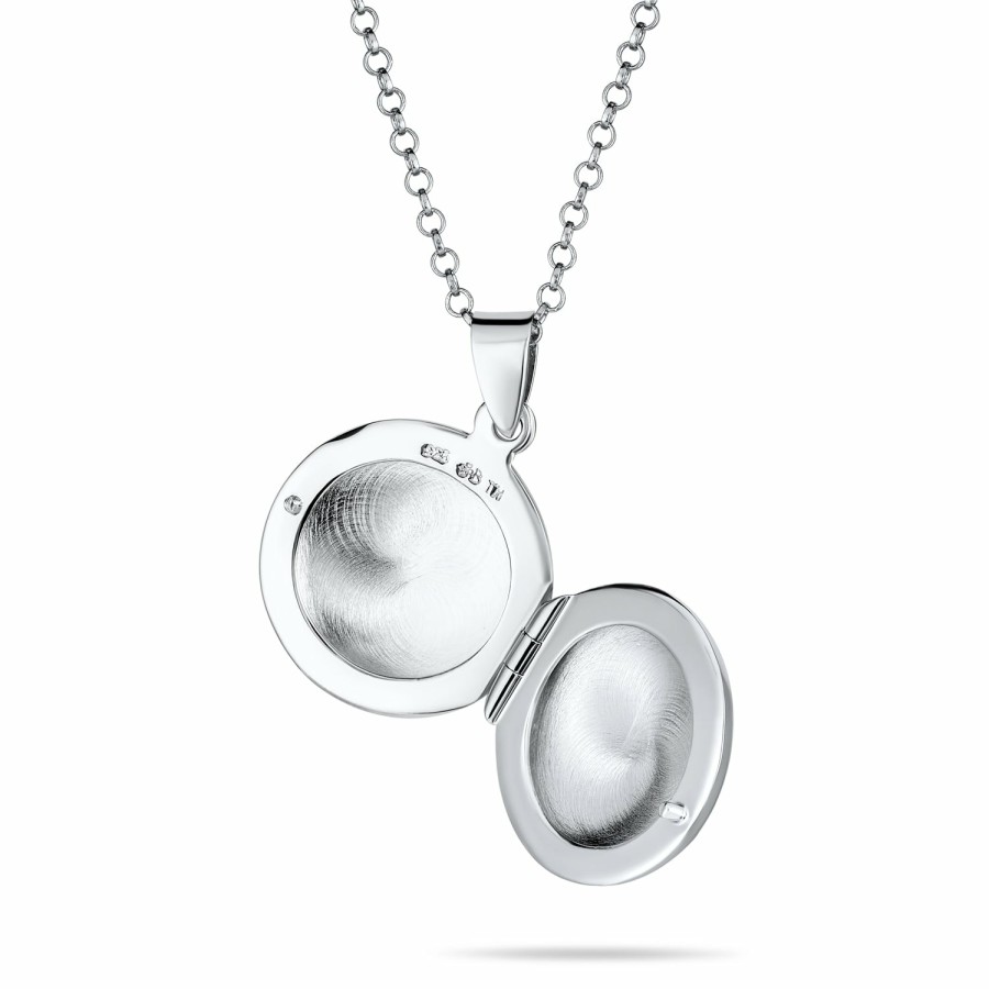 Shop Women Bling Jewelry Lockets | Medium Large Round Photo Locket Hold Pictures .925 Silver Necklace