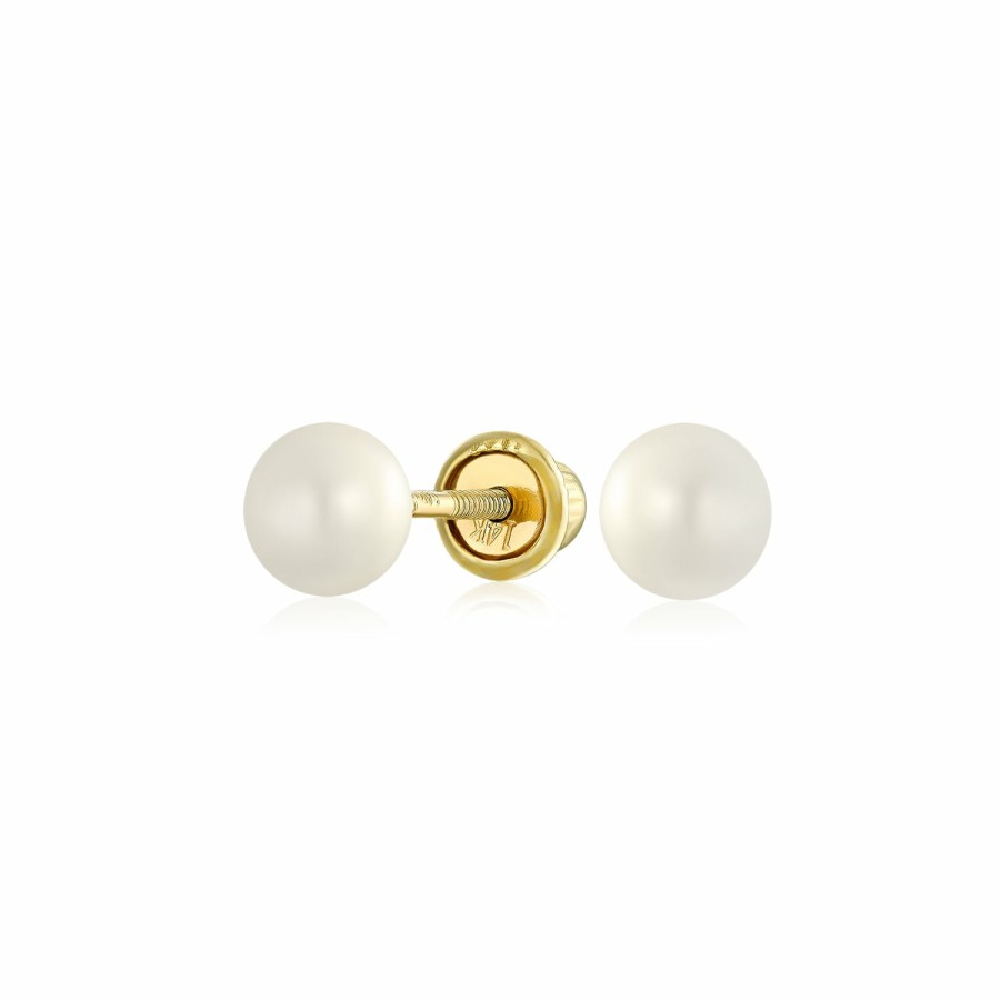 Shop Women Bling Jewelry | Tiny Cz Freshwater Pearl Stud Earring Real 10-14K Screwback