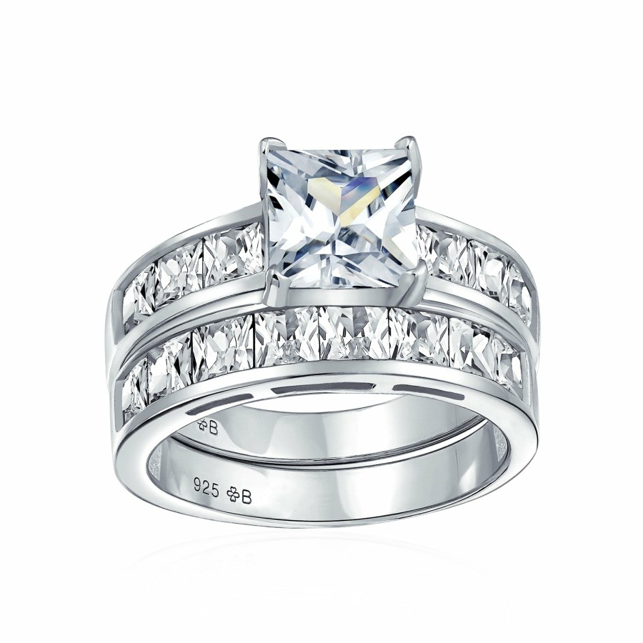 Shop Women Bling Jewelry Engagement Rings | 1-2Ct Princess Cut Solitaire Aaa Cz Engagement Ring Wedding Set