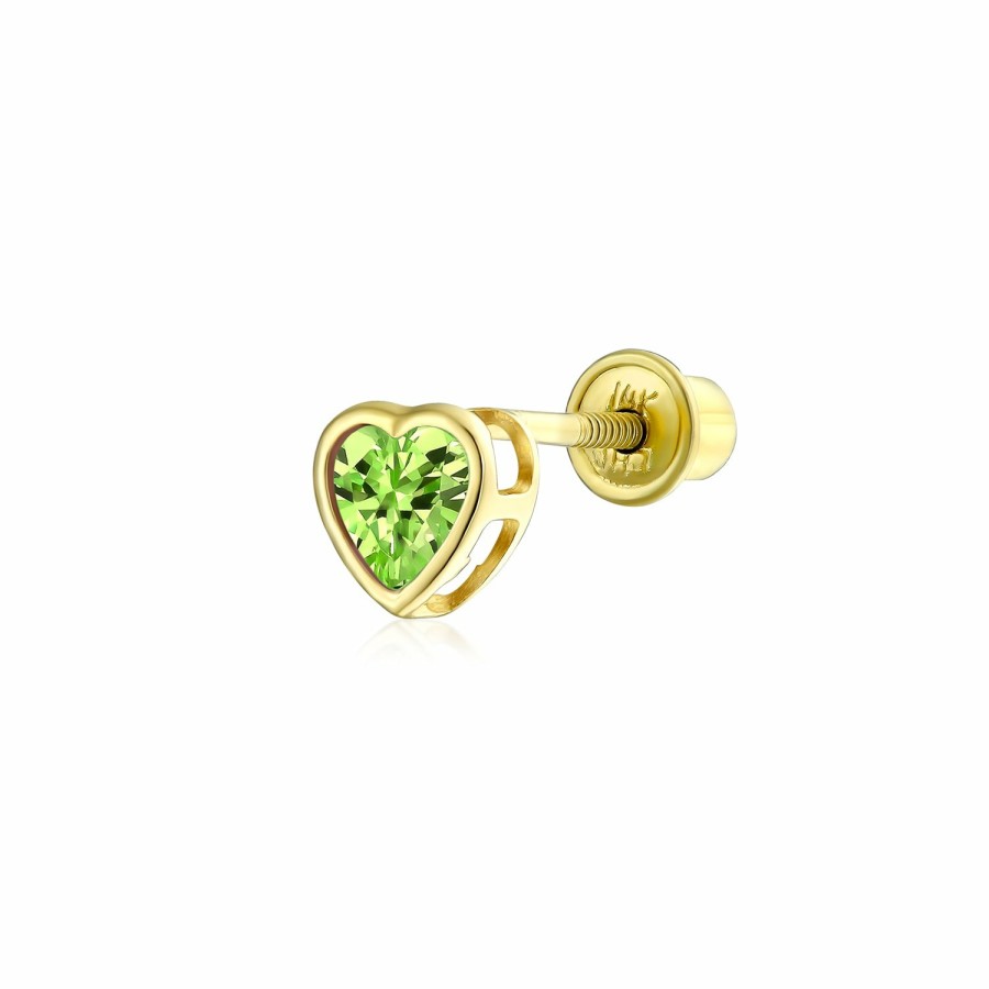 Shop Women Bling Jewelry Ear Piercing | Tiny Real 14K Gold Colo Aa Cz Heart Stud Earring Ear Lobe Cartilage