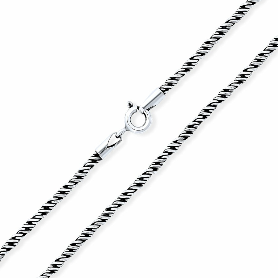 Shop Women Bling Jewelry Chains Necklaces | Bali Style Rope Twist Chain Black Oxidized Sterling Silver 2Mm Strong