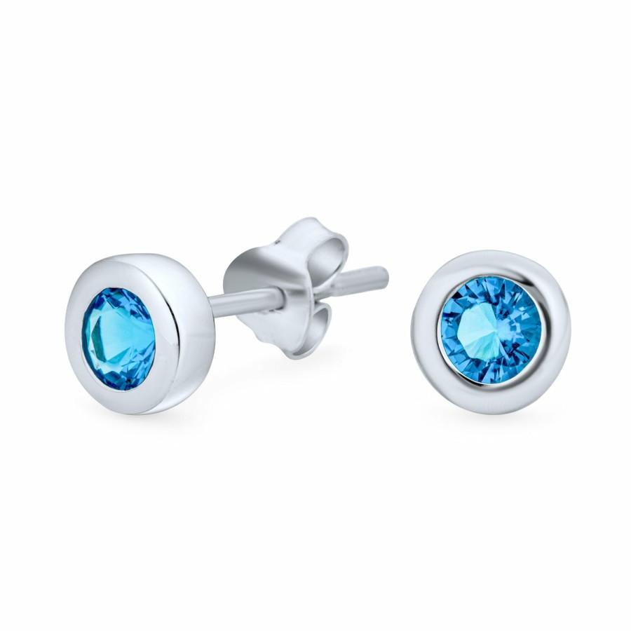 Shop Women Bling Jewelry Stud Earrings | London Blue Cz Round Stud Earrings Imitation Topaz Sterling Silver