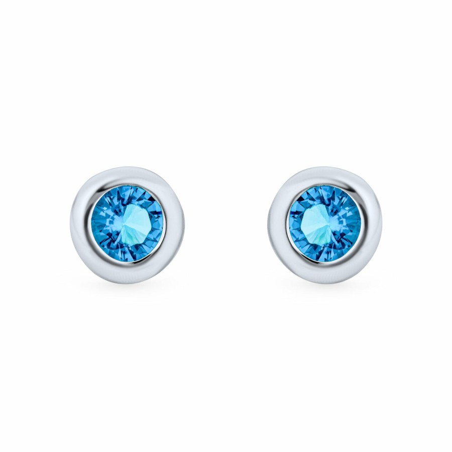 Shop Women Bling Jewelry Stud Earrings | London Blue Cz Round Stud Earrings Imitation Topaz Sterling Silver