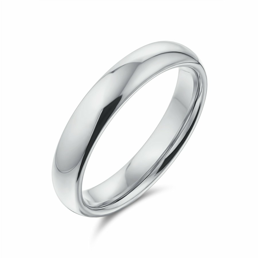 Shop Men Bling Jewelry Mens Engravable Rings | Plain Simple .925 Sterling Dome Couples Wedding Band Ring 4Mm Silver