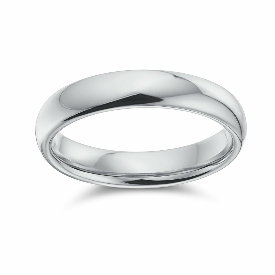 Shop Men Bling Jewelry Mens Engravable Rings | Plain Simple .925 Sterling Dome Couples Wedding Band Ring 4Mm Silver