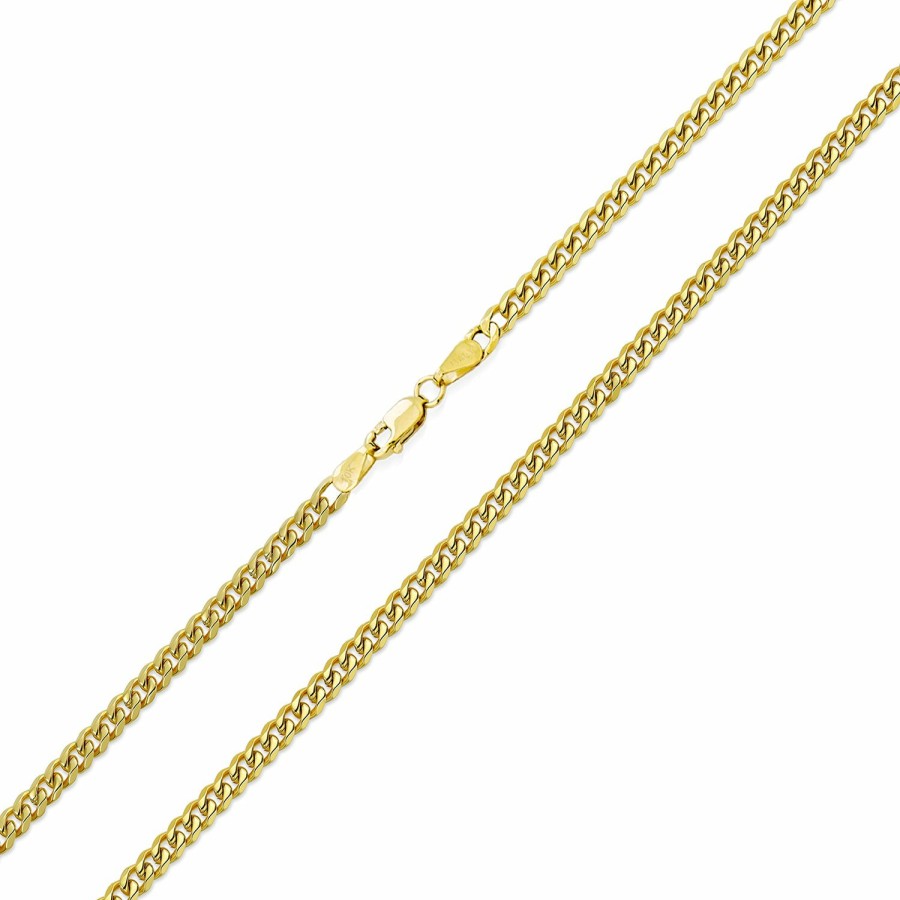 Shop Men Bling Jewelry Mens Necklace Chains | Genuine Solid Yellow Real 10K Gold Rolo Cable Cuban Chain Necklace 3.5Mm