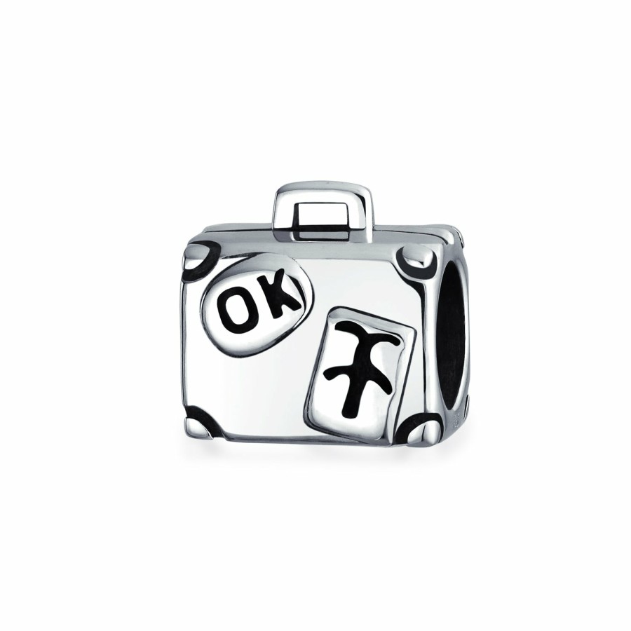 Shop Women Bling Jewelry Dangle Beads | Vacation Travel Suitcase Luggage Passport Charm Bead Sterling