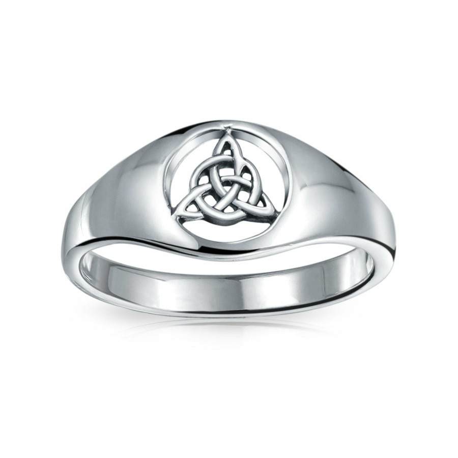 Shop Men Bling Jewelry Mens Rings | Celtic Trinity Knot Triquetra Ring Signet Ring .925 Sterling Silver