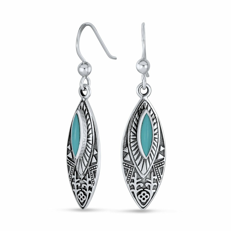 Shop Women Bling Jewelry Dangle Drop Earrings | Western Jewelry Turquoise Coral Floral Leaf Feather Dangling Earrings 925