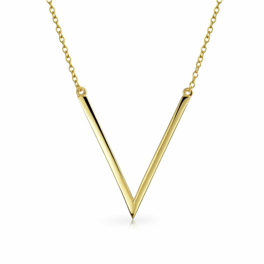 Shop Women Bling Jewelry Pendant Necklaces | Chevron Tube Pendant Necklace Plated .925 Sterling