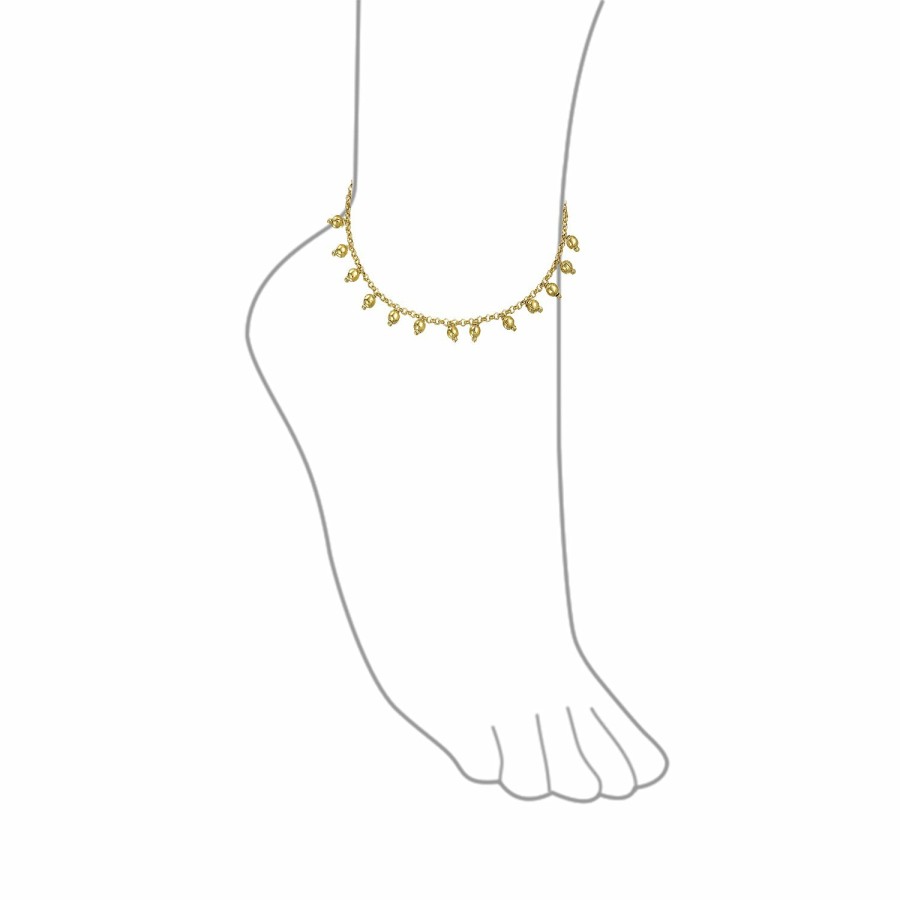 Shop Women Bling Jewelry Charm Bracelets | Multi Dangle Bead Charm Anklet Ankle Bracelet Gold Plated 9.5 Inch