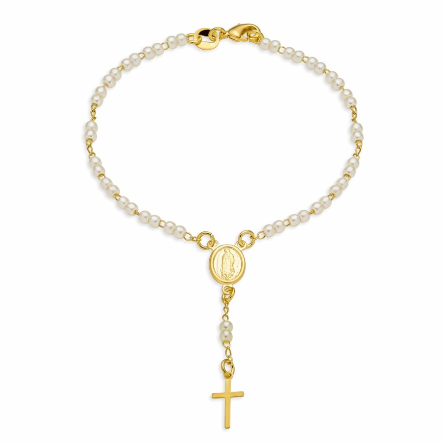 Shop Women Bling Jewelry Delicate Bracelets | Crystal Virgin Mother Mary Rosary Prayer Bracelet Gold Plated