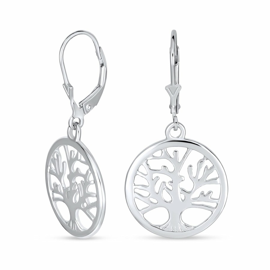 Shop Women Bling Jewelry Stud Earrings | Family Oval Circle Wishing Tree Of Life Drop Stud Earrings .925