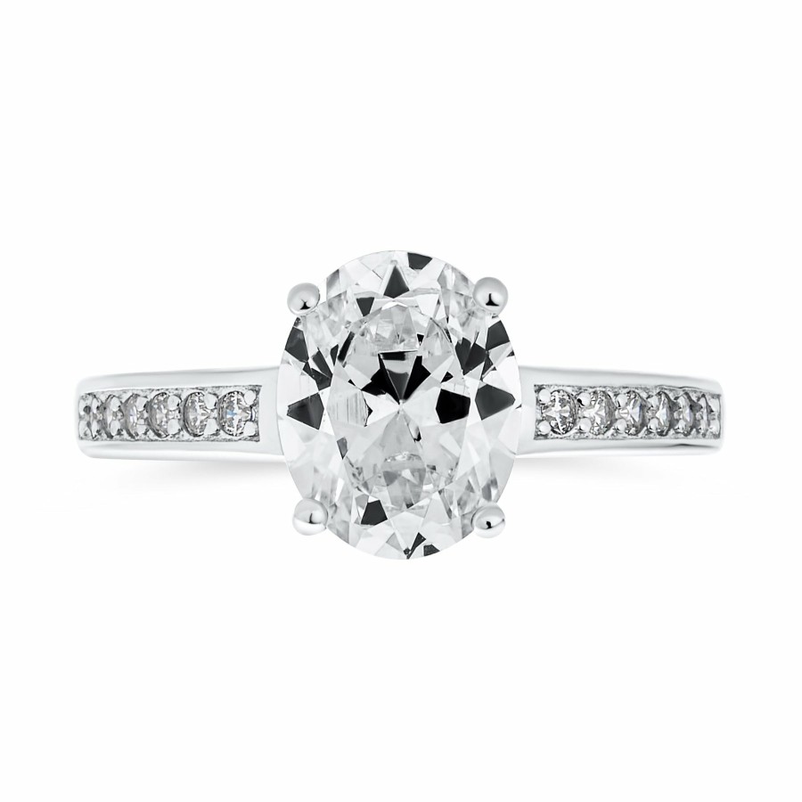 Shop Women Bling Jewelry Engravable Rings | Aaa Cz 3Ct Oval Solitaire Engagement Ring Band .925Sterling Silver