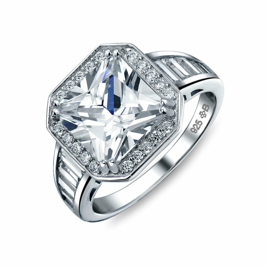 Shop Women Bling Jewelry Engagement Rings | Art Deco 2-4 Ct Cushion Cut Cz Solitaire Engagement Ring .925