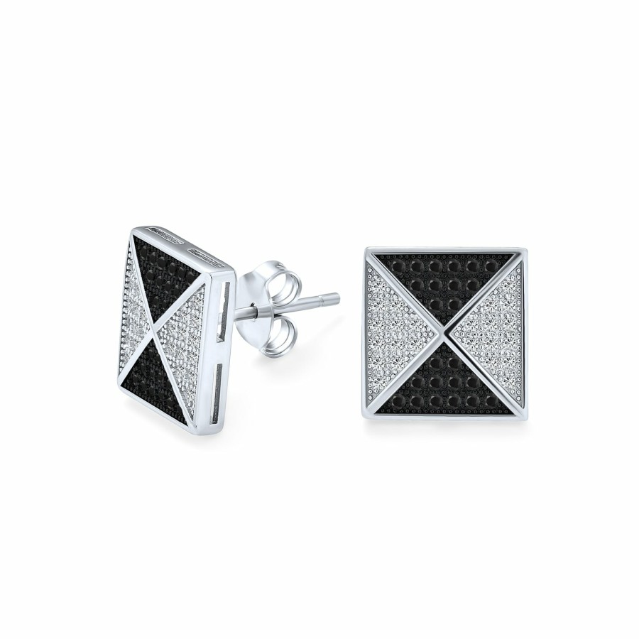 Shop Women Bling Jewelry Stud Earrings | Pyramid Square Micro Pave Cz Stud Earrings Sterling