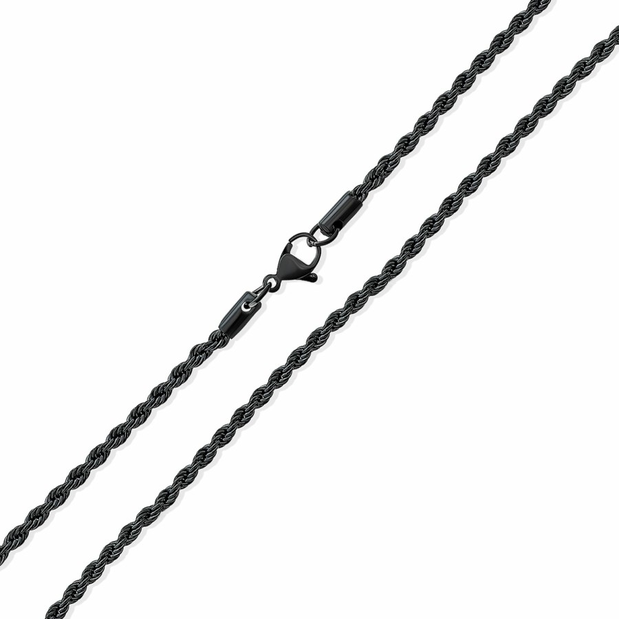 Shop Men Bling Jewelry Mens Necklace Chains | Unisex Twist Cable Rope Chain Necklace Silver Stainless Steel 18 20 24"