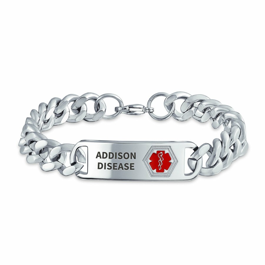 Shop Men Bling Jewelry Mens Engravable Bracelets | Personalized Identification Medical Alert Id Bracelet Stainless 8 Inch