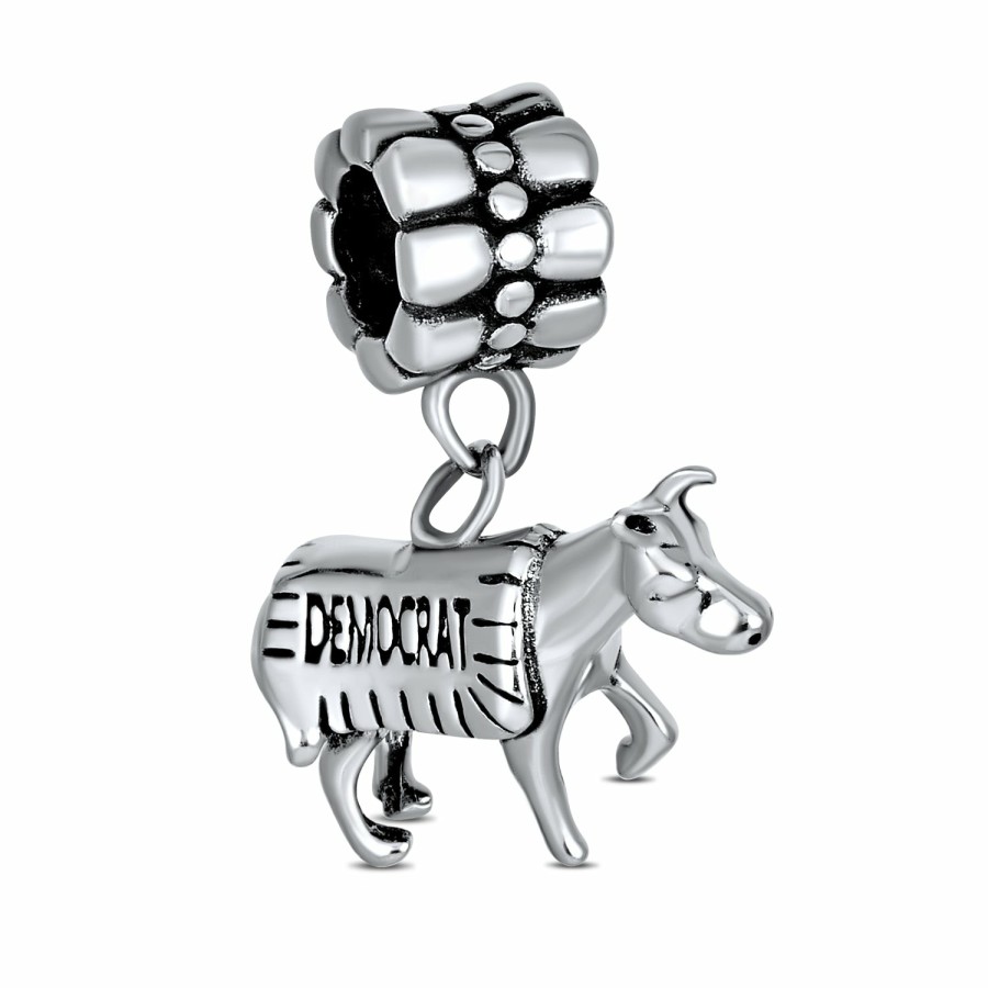 Shop Women Bling Jewelry Dangle Beads | Patriotic Political Party Animal Dangle Bead Charm Sterling Silver